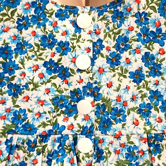 HANDMADE BABY GIRLS 3 PC BLUE, WHITE, ORANGE DRESS OUTFIT SET - Picture 6 of 9